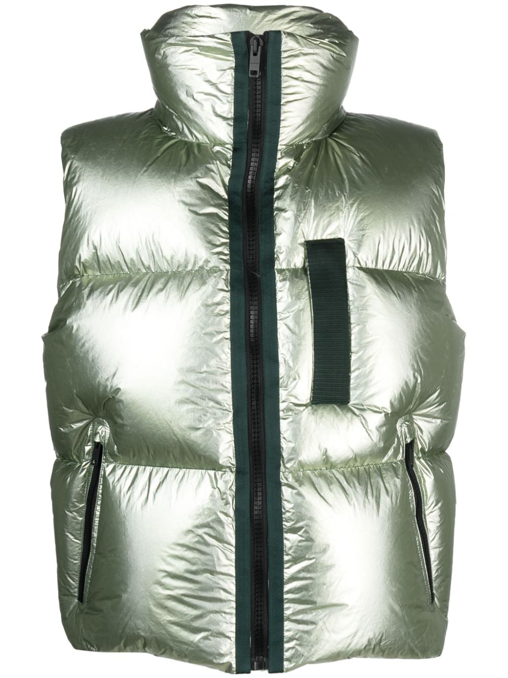 Shop Givenchy Metallic-finish Down Gilet In Green