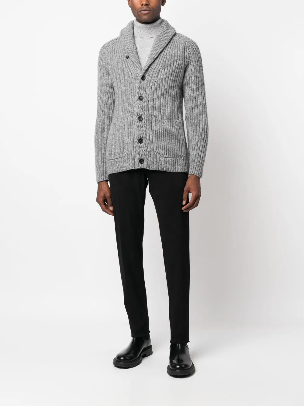 Zanone shawl-collar wool cardigan - Grijs