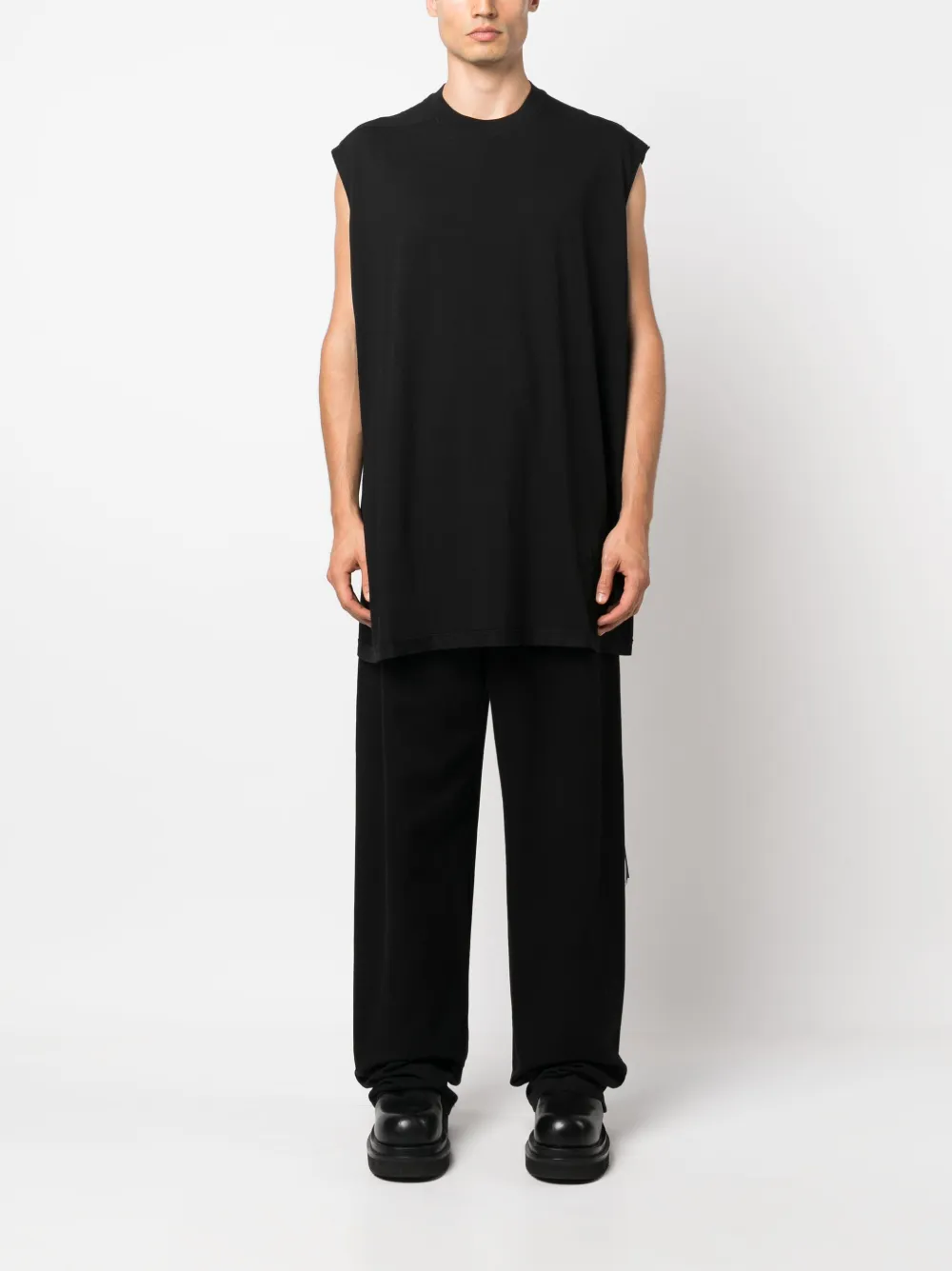 Rick Owens DRKSHDW drawstring-hem cotton tank top - Zwart