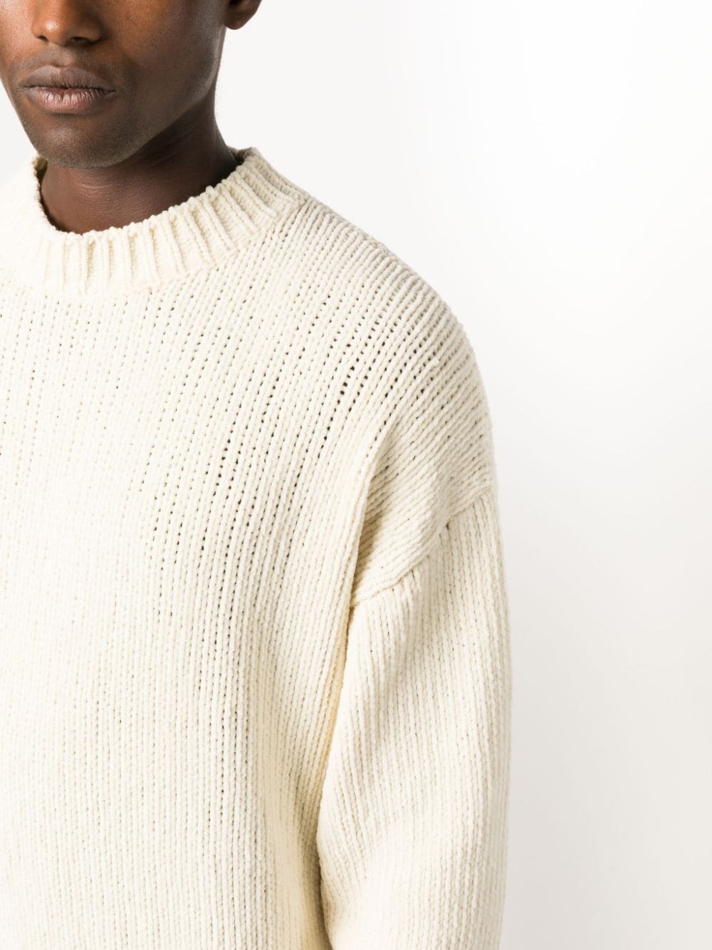 Shop Bonsai Ribbed-knit Round-neck Jumper In Nude