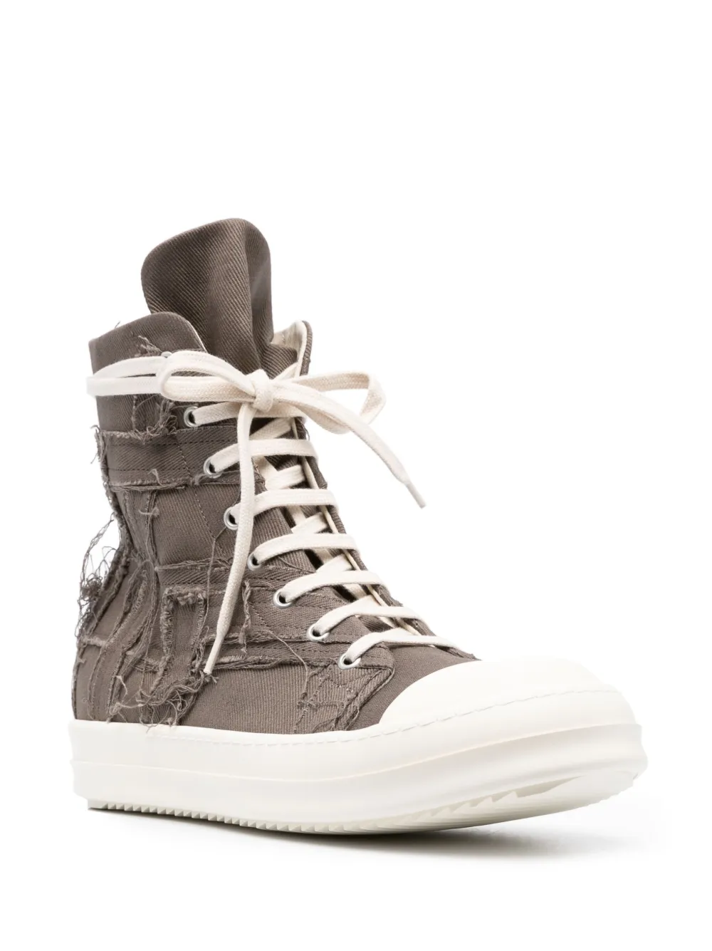 Rick Owens DRKSHDW distressed panelled high-top sneakers - 3411 - DUST MILK MILK