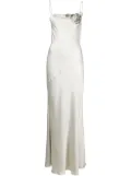 Blumarine floral-motif draped long dress - Grey