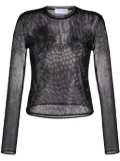 Blumarine wings-print tulle top - Black