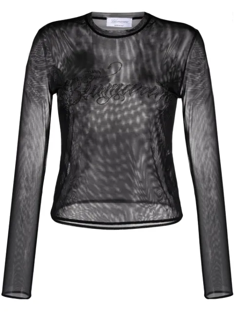 Blumarine wings-print tulle top