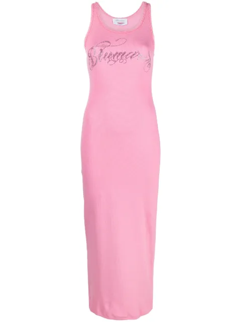 Blumarine logo crystal-embelished sleeveless top