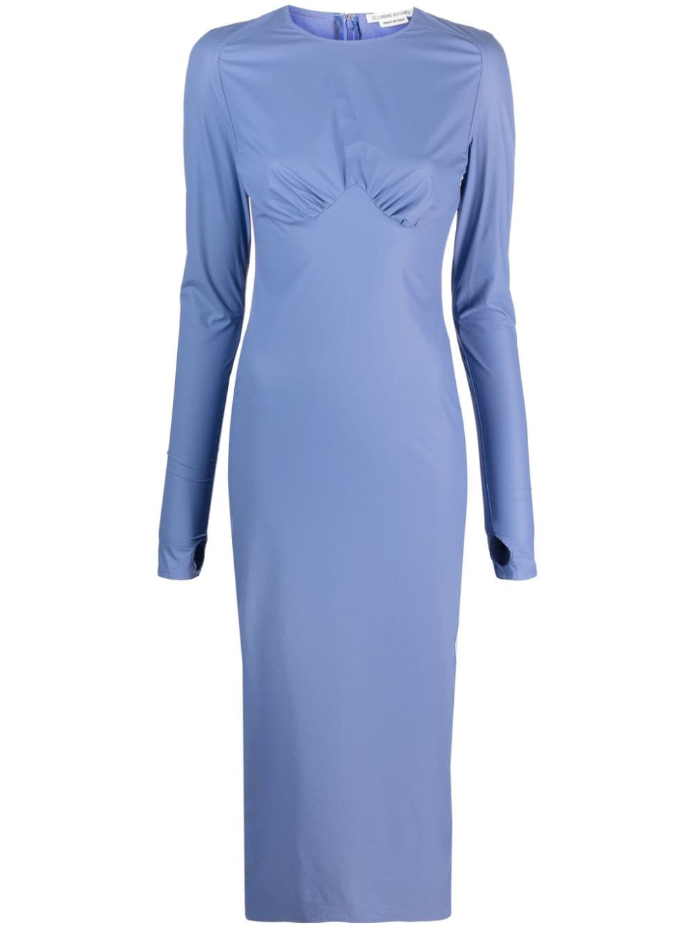 Alessandro Vigilante Gathered-bust Midi Dress In Blue