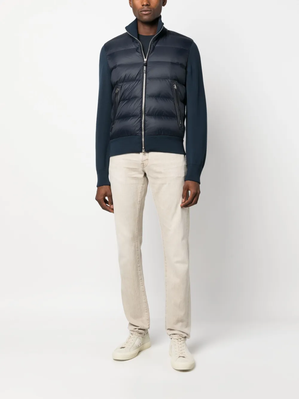 TOM FORD quilted zip-up jacket - Blauw