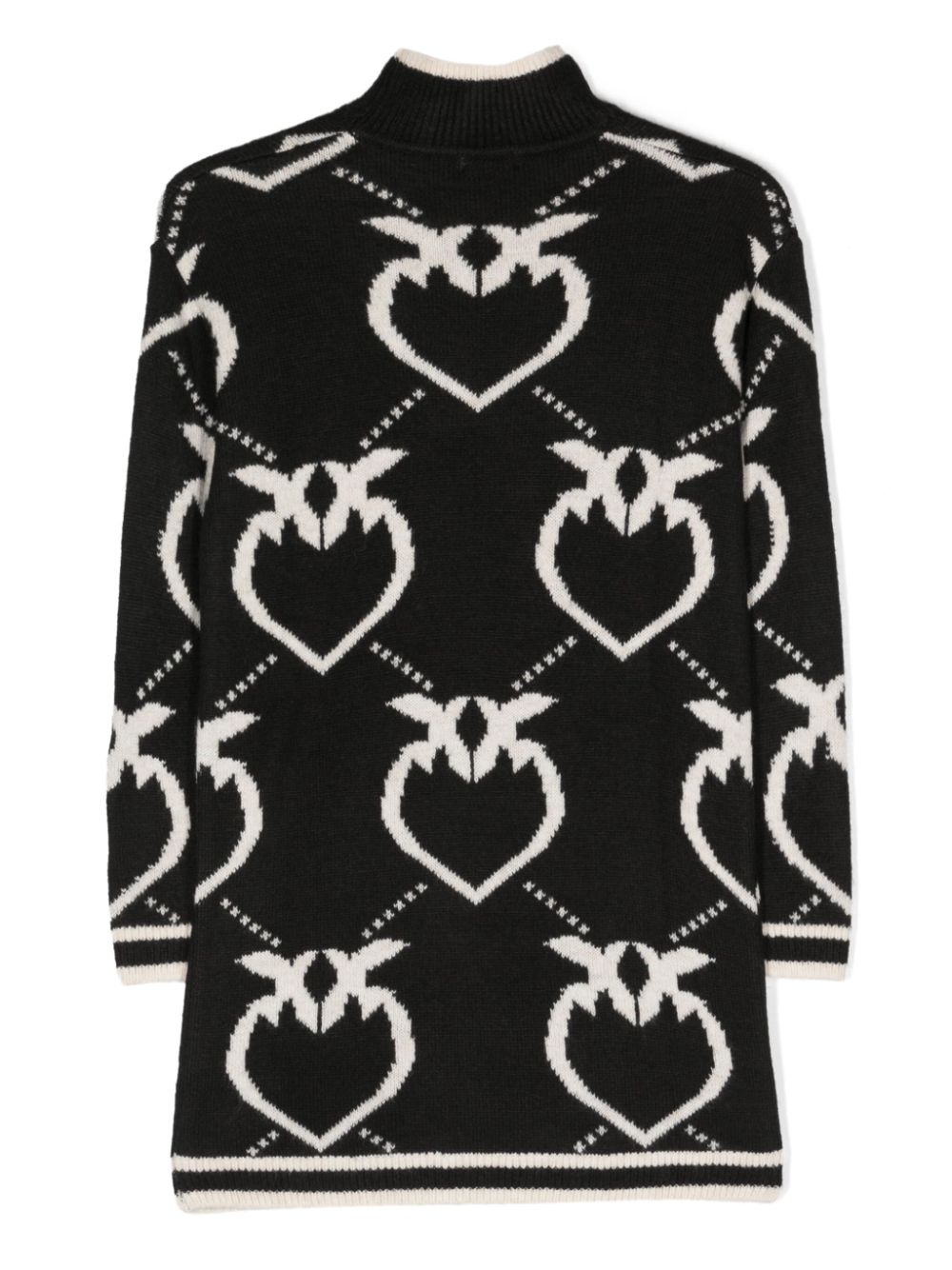 Shop Pinko Intarsia-knit Roll-neck Dress In Black