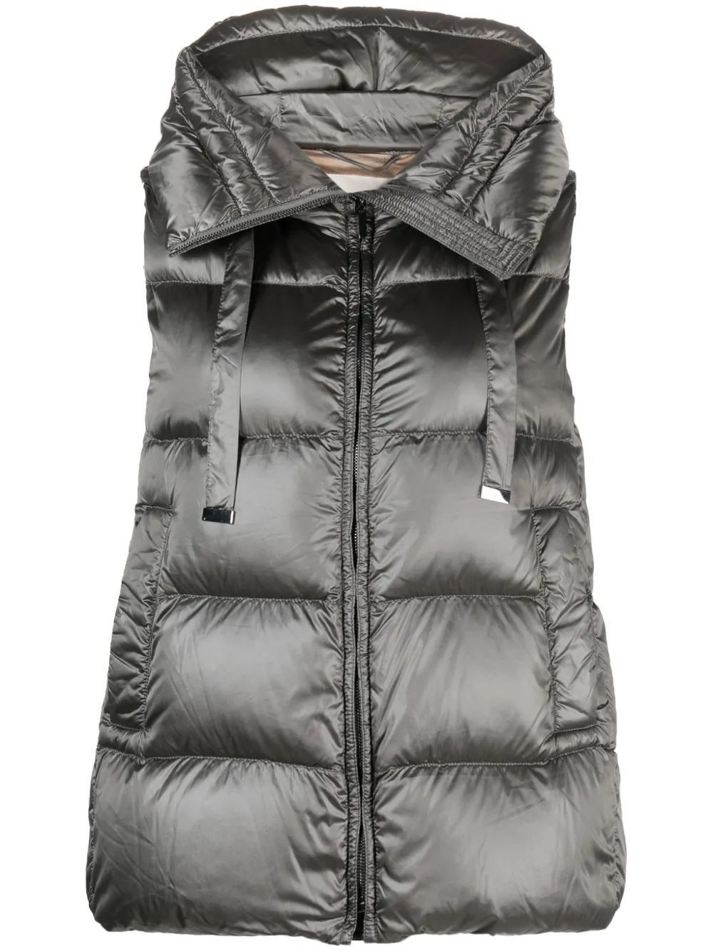 Max Mara Hooded Padded Gilet In Gray