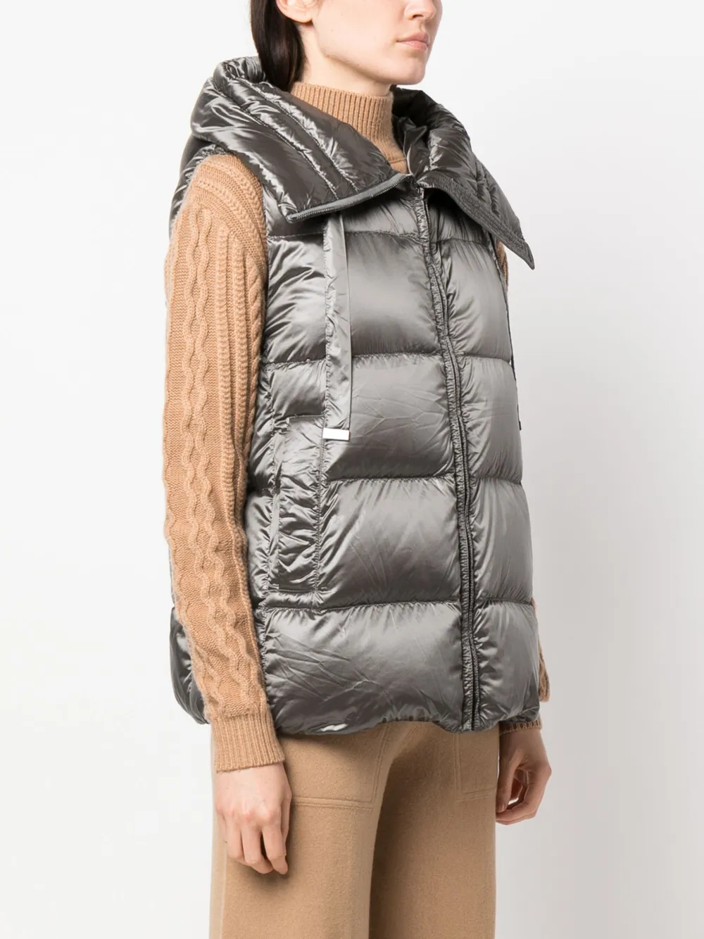 Max Mara Hooded Padded Gilet In Gray