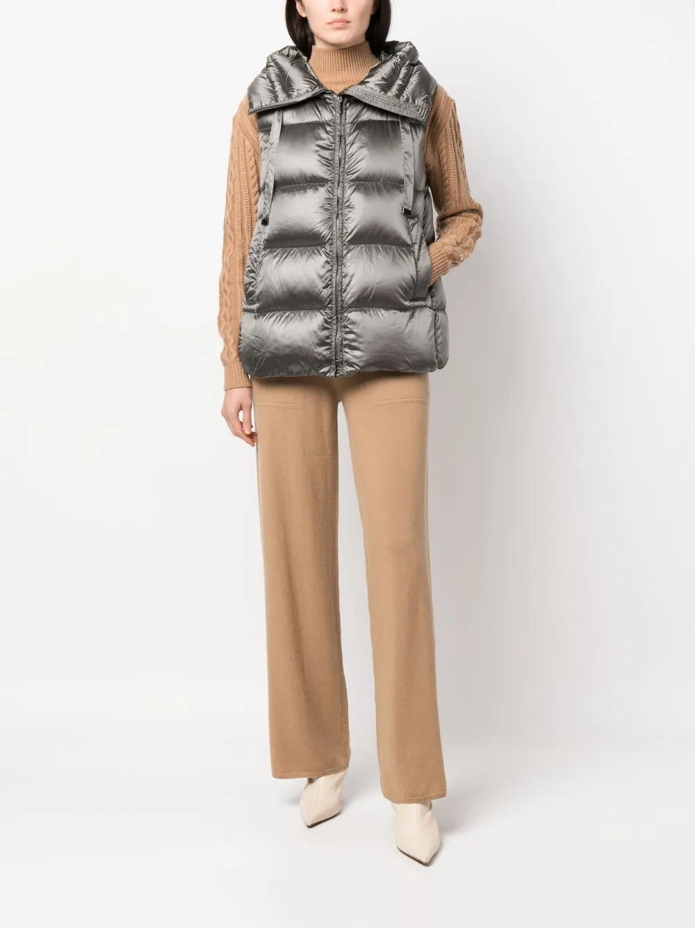 Max Mara Hooded Padded Gilet In Gray