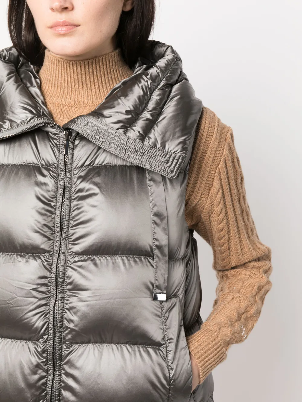 Max Mara Hooded Padded Gilet In Gray