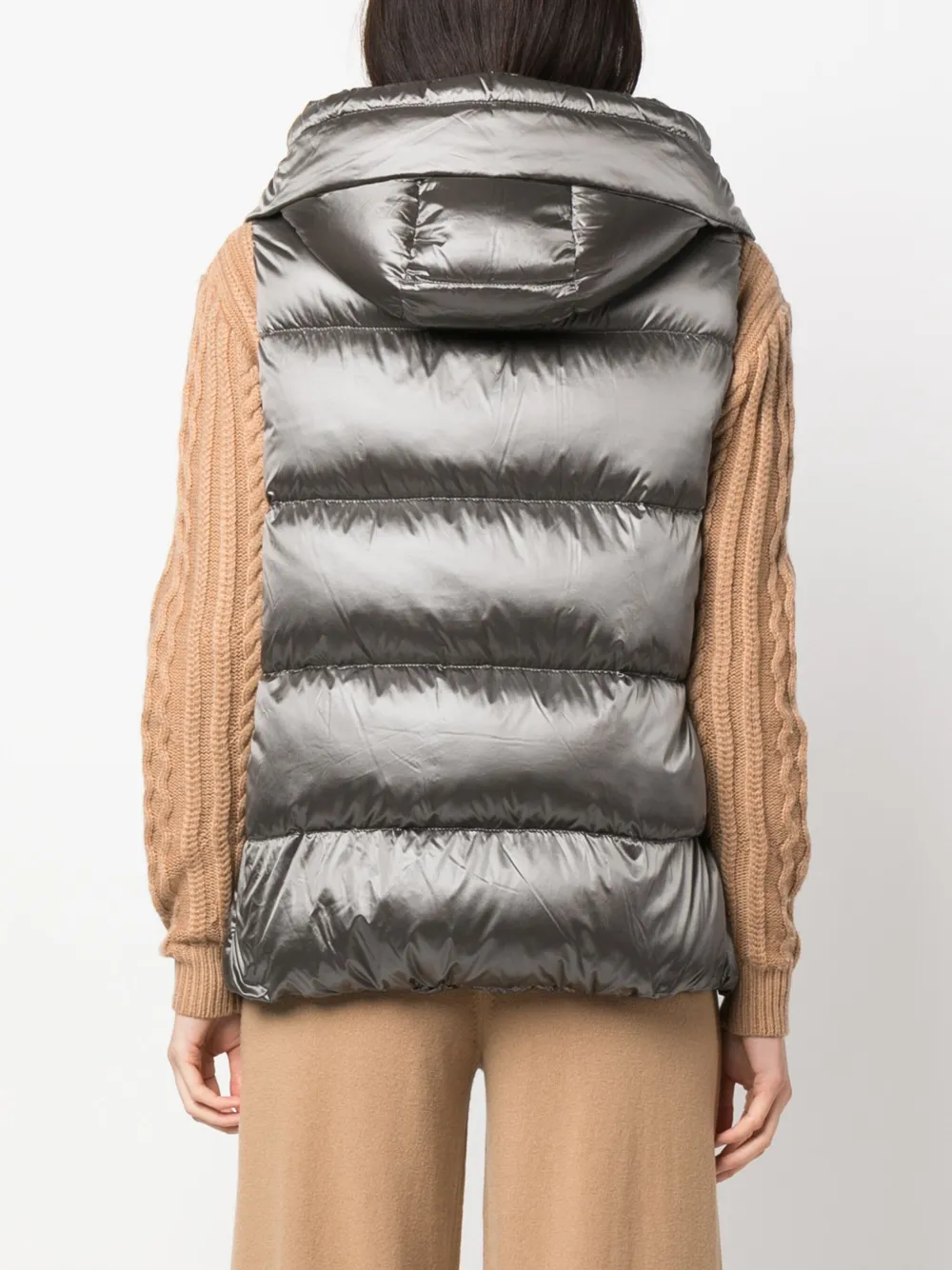 Max Mara Hooded Padded Gilet In Gray