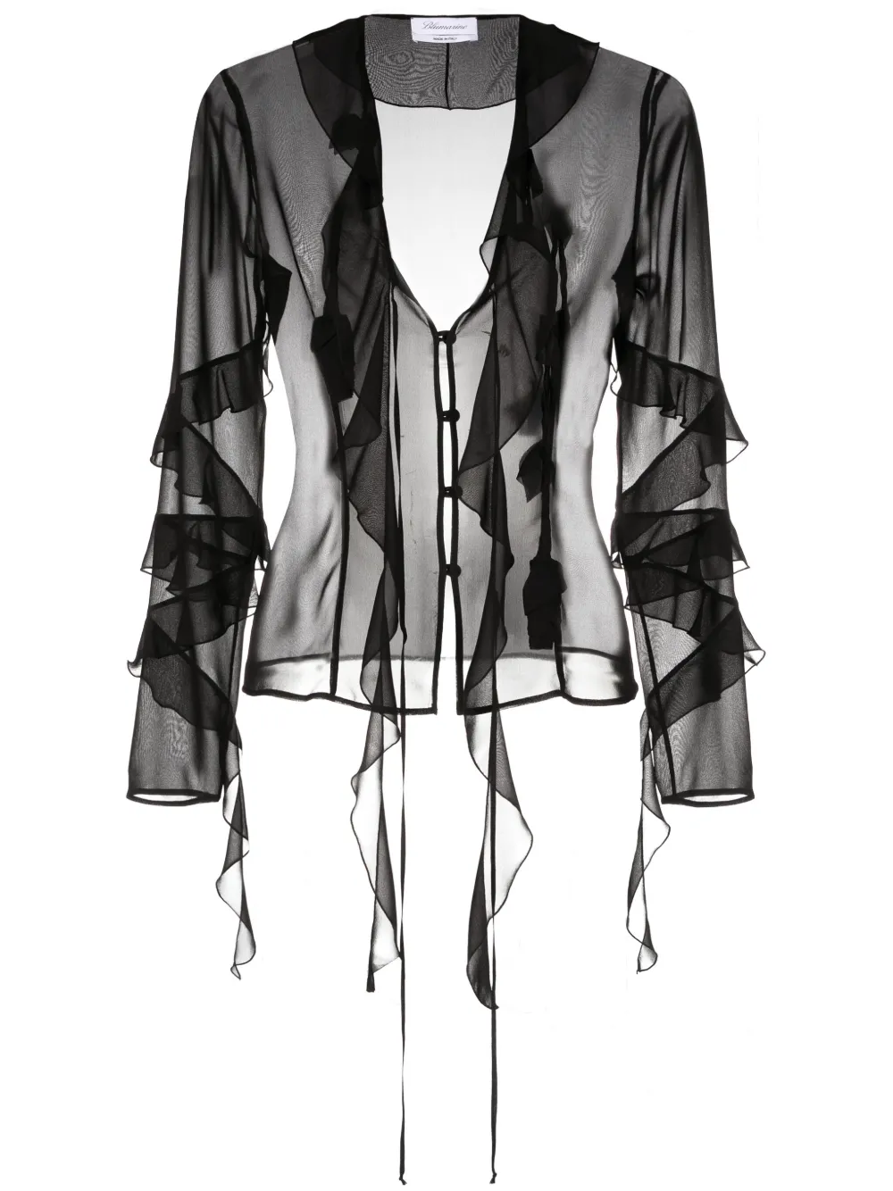 BLUMARINE RUFFLED SHEER SILK BLOUSE