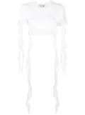 Blumarine ruffled cotton crop top - White