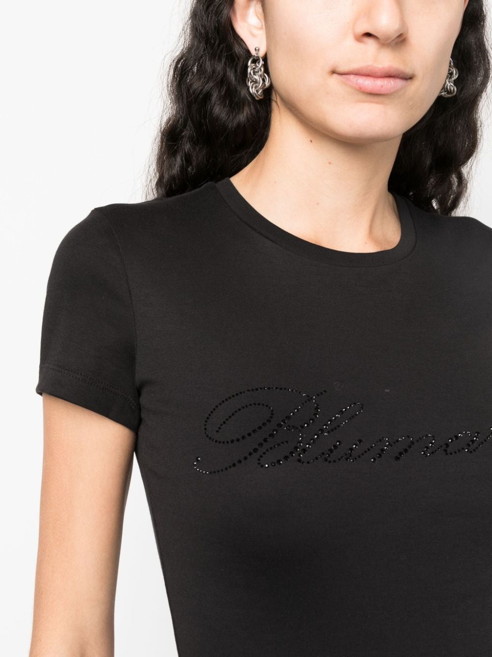 Blumarine T-shirt met verfraaid logo Zwart