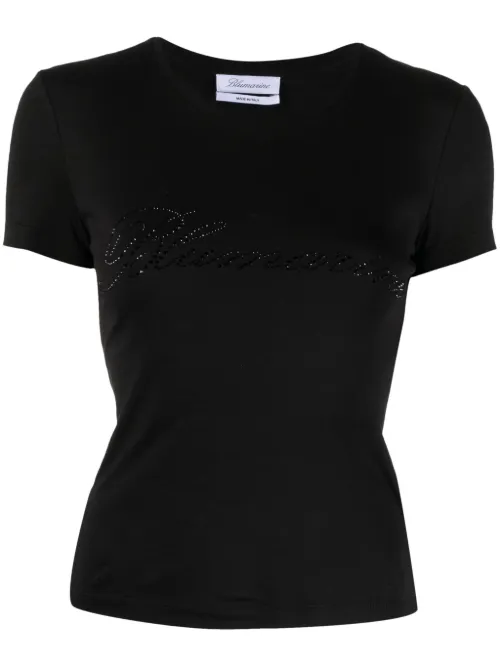 T-shirt en coton à logo strassé - Blumarine - Modalova