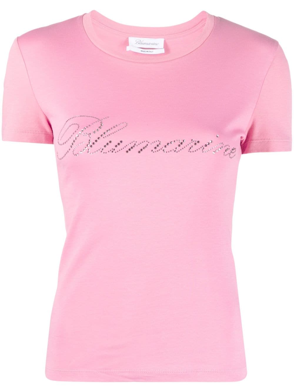 Shop Blumarine Logo-embellishment Cotton T-shirt In Pink