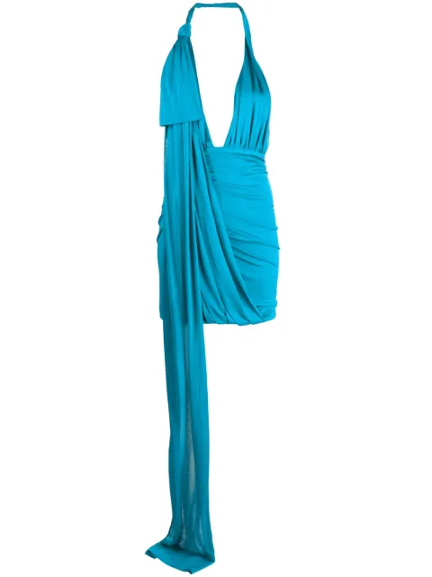 Blumarine halterneck ruched layered minidress
