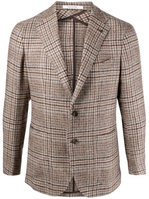 Tagliatore plaid-check knitted blazer Men