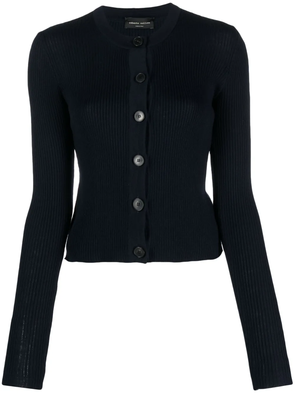 Roberto Collina Ribbed-knit Merino Wool Cardigan In Blue
