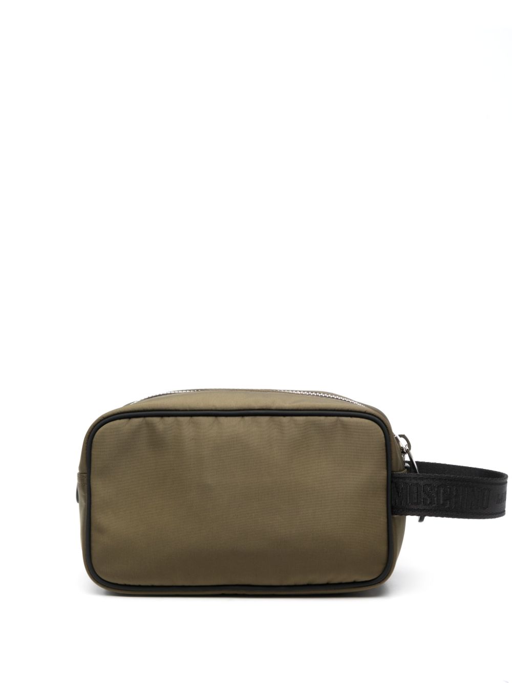 Moschino logo-patch wash bag - Groen