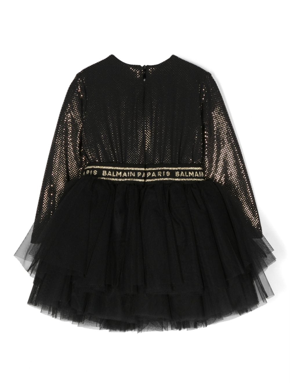 Balmain Kids sequin-embellished logo-waistband dress - Zwart