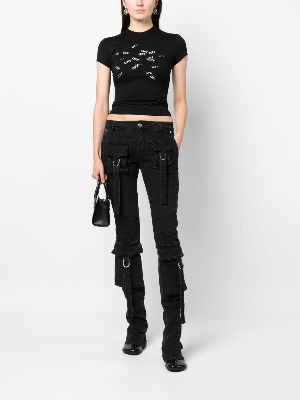 Off-White T-shirt met logoprint - Zwart