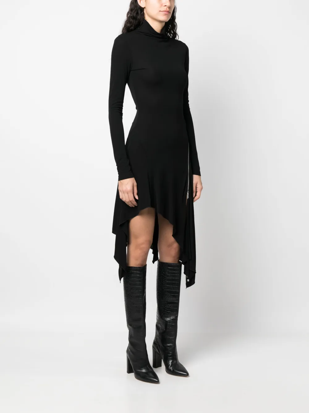 Blumarine Midi-jurk met hoge hals Zwart
