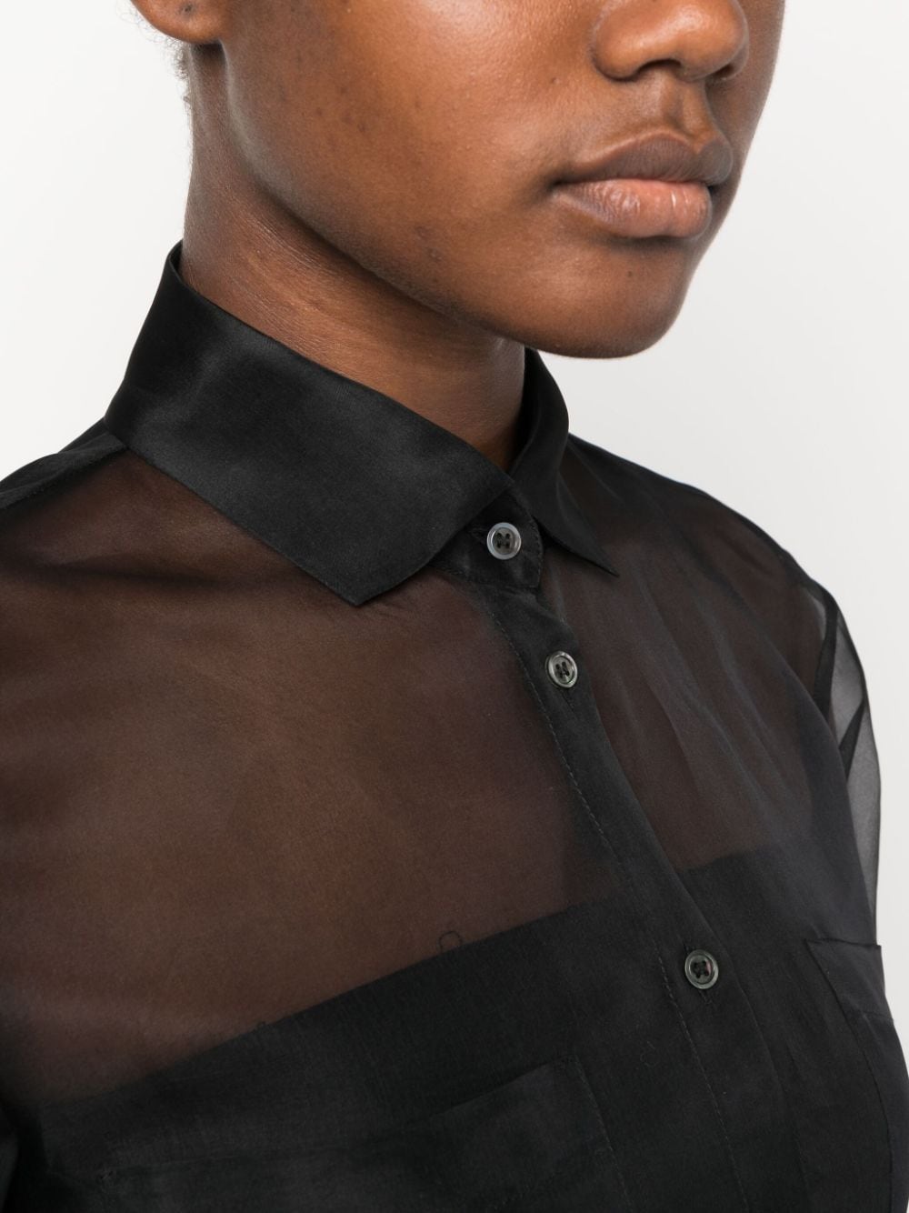 Shop Blanca Vita Capparis Semi-sheer Silk Shirt In Black