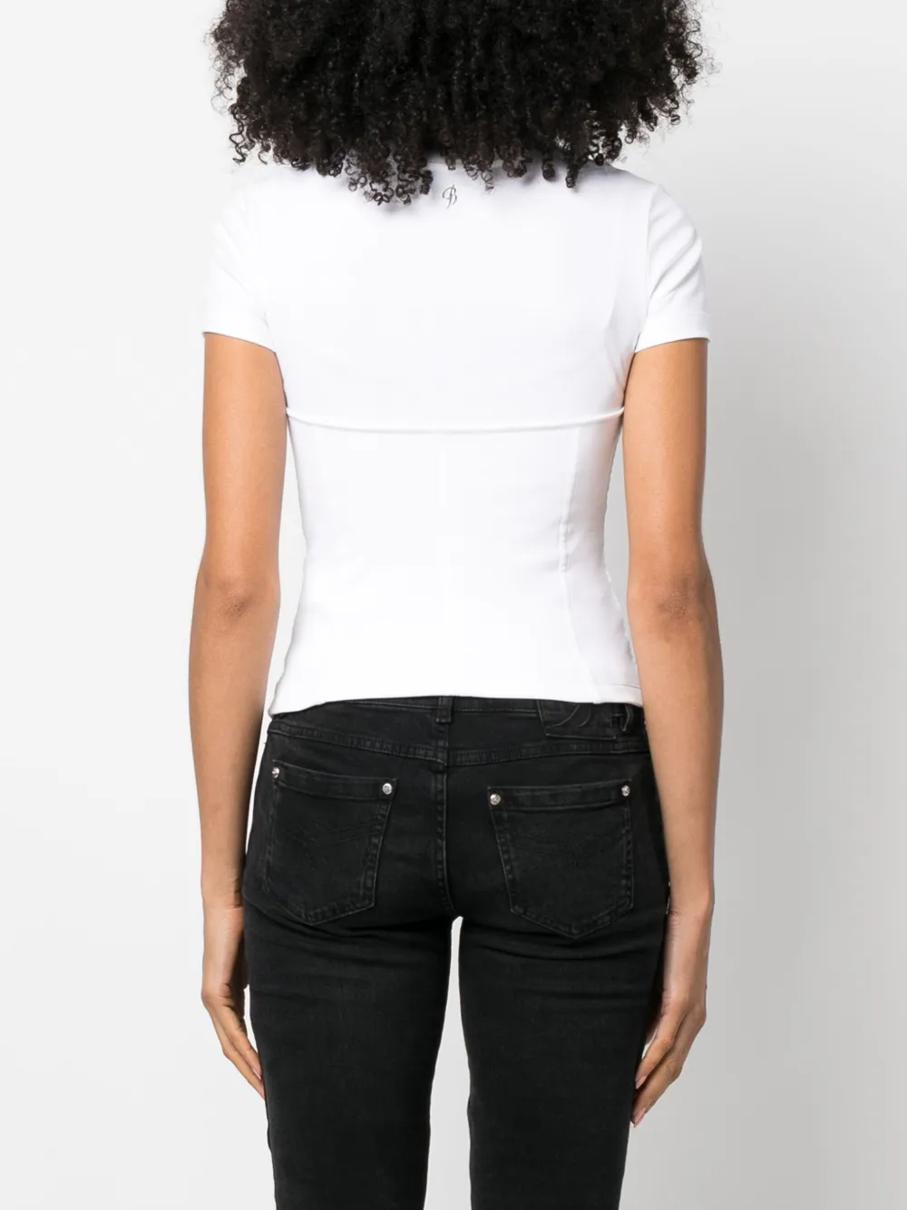 Shop Blumarine Embossed-detailing Cotton T-shirt In White