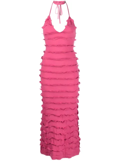 Blumarine ruffled V-neck maxi dress