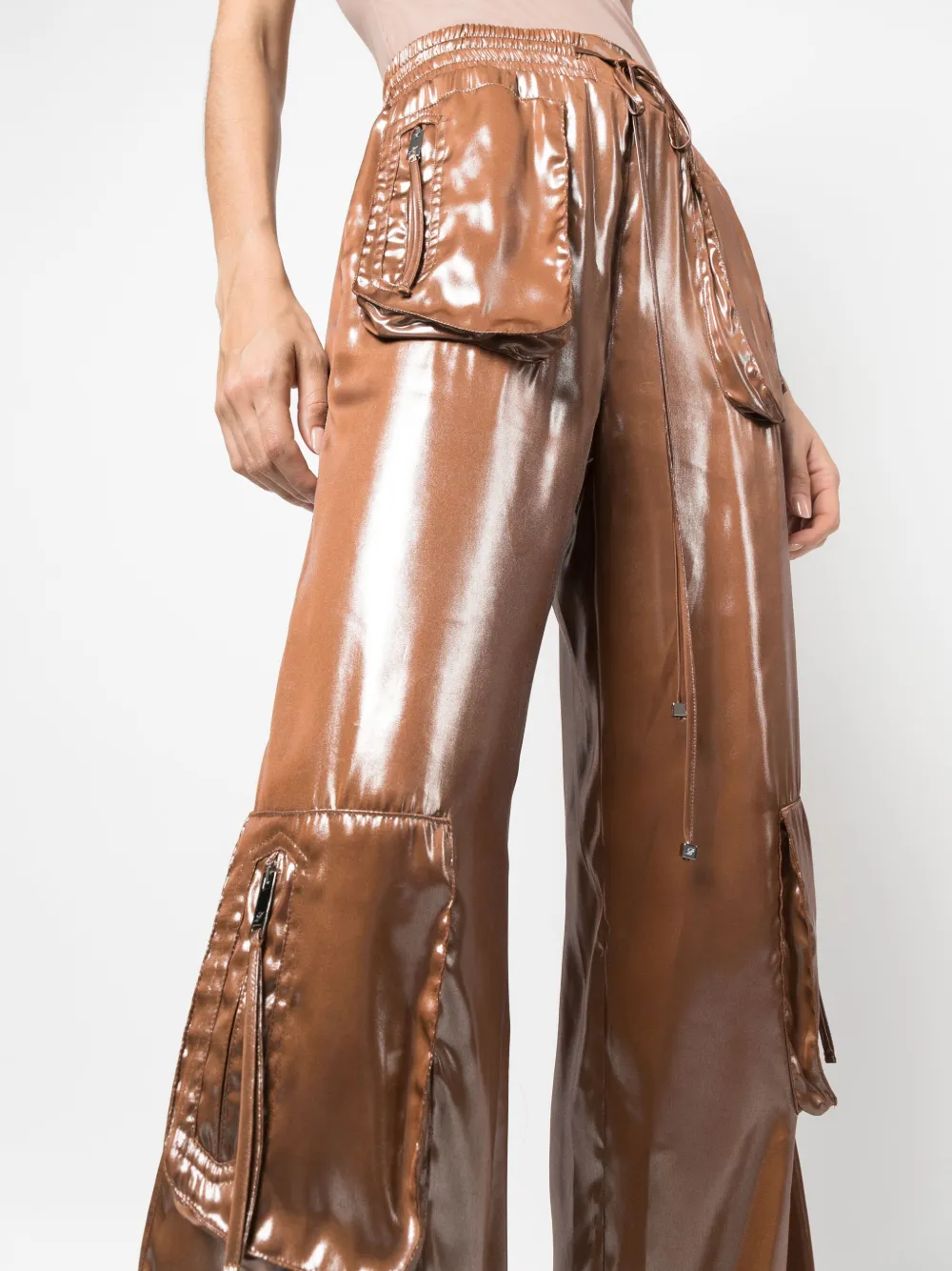 Blumarine Patch-pockets Straight-leg Trousers In 褐色