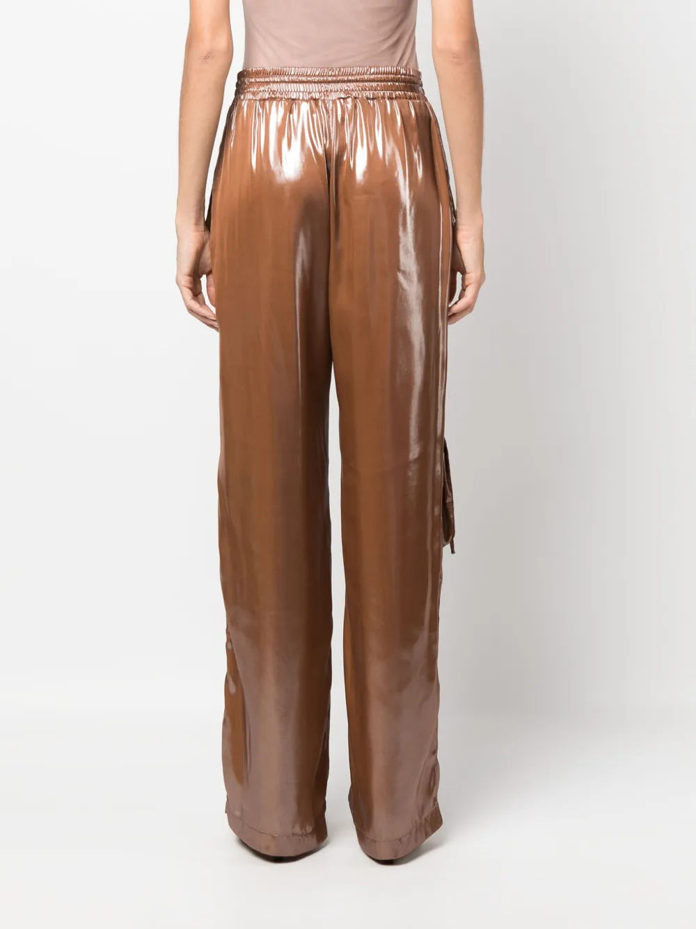 Blumarine Patch-pockets Straight-leg Trousers In 褐色