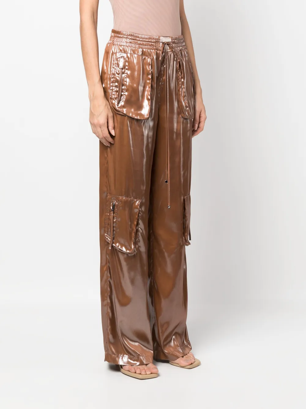 Blumarine Patch-pockets Straight-leg Trousers In 褐色