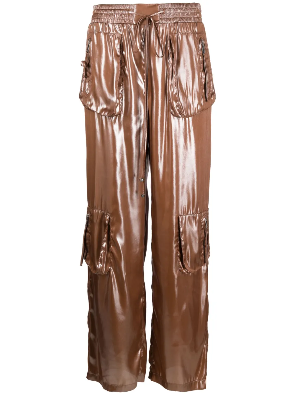 Blumarine Patch-pockets Straight-leg Trousers In Brown