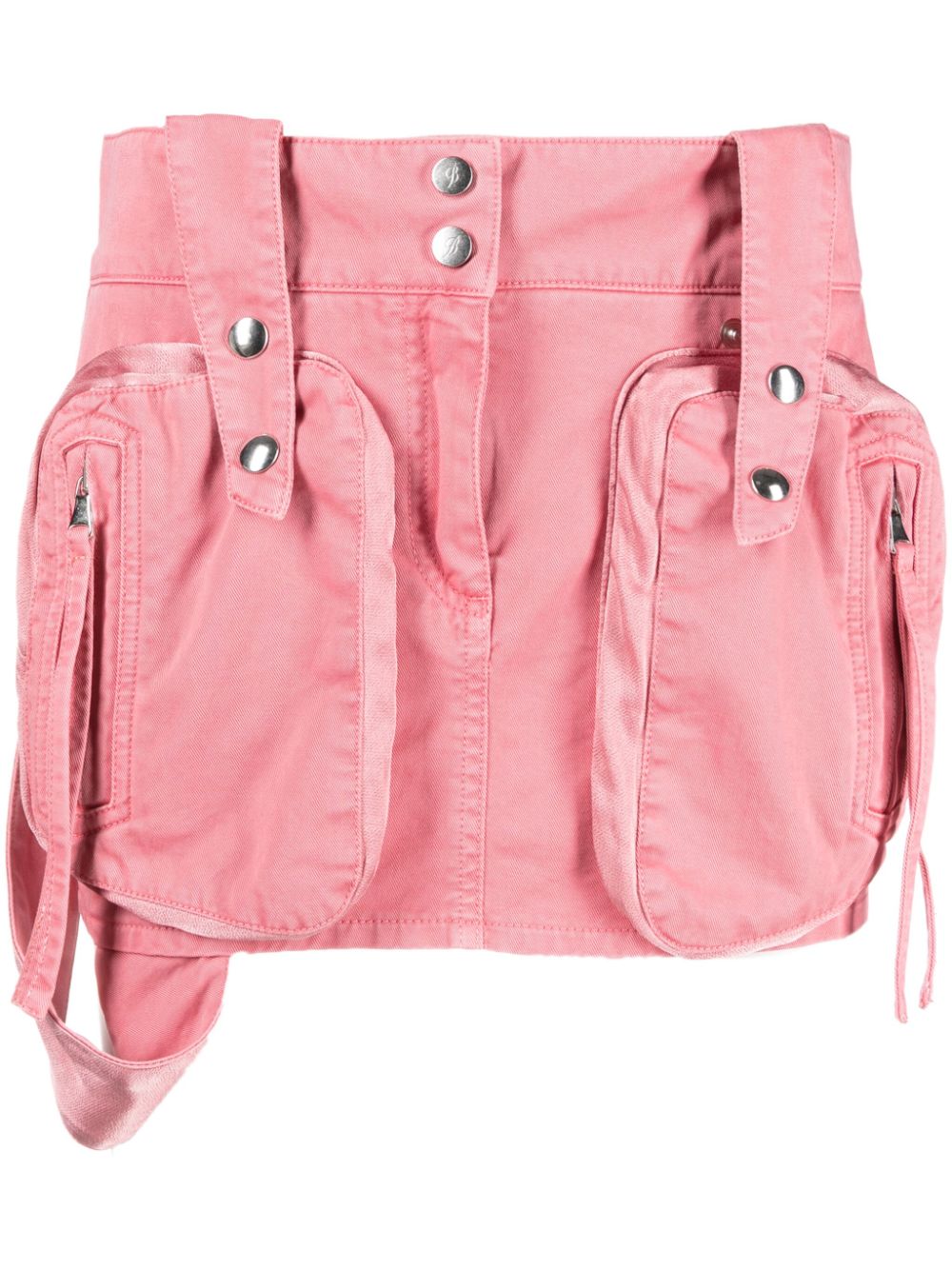 Blumarine Patch-pockets Cotton Miniskirt In Pink