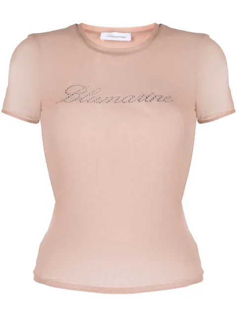 Blumarine logo-embellishment mesh T-shirt