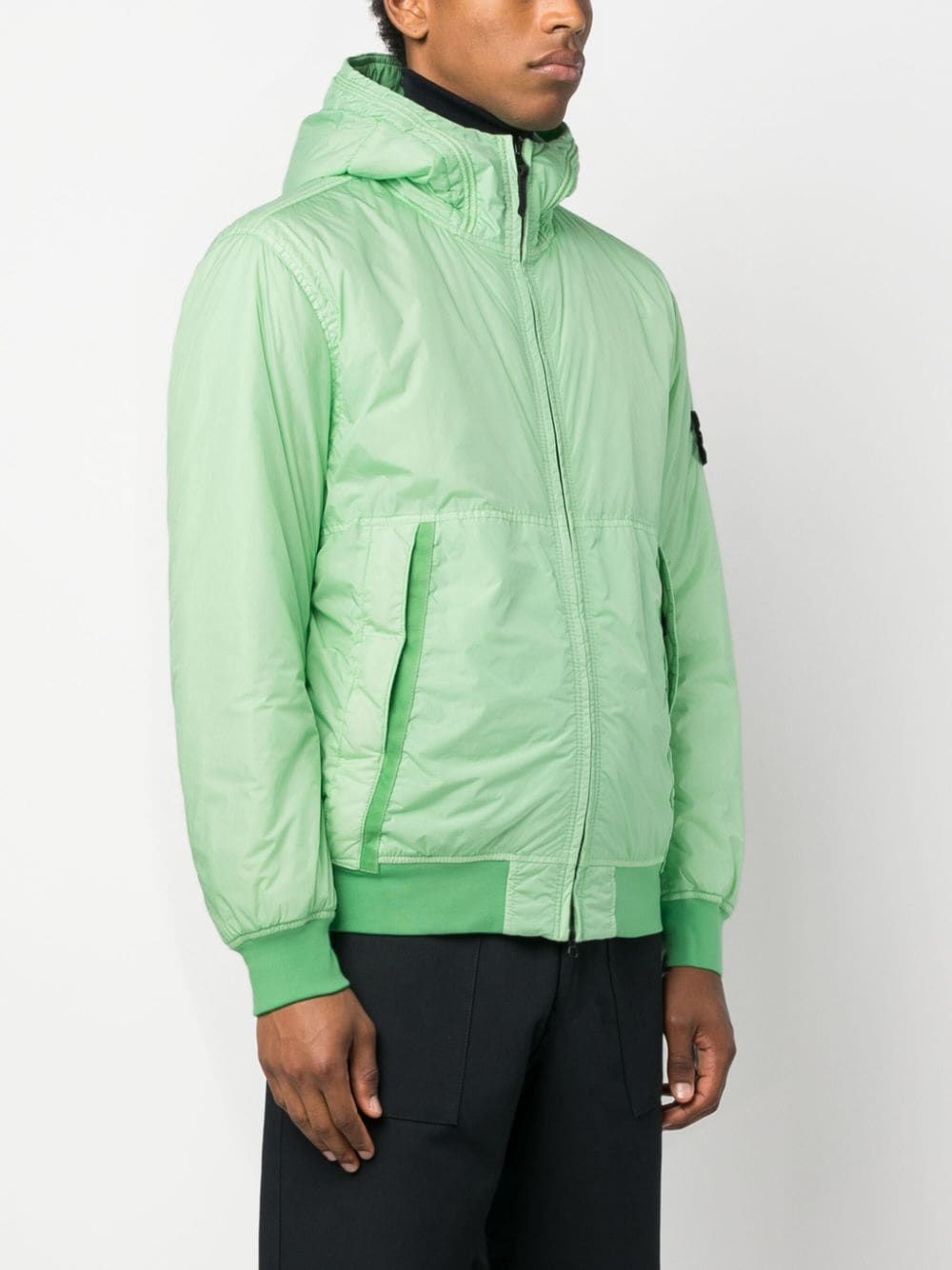 Shop Stone Island Compass-patch Hooded Jacket In Green