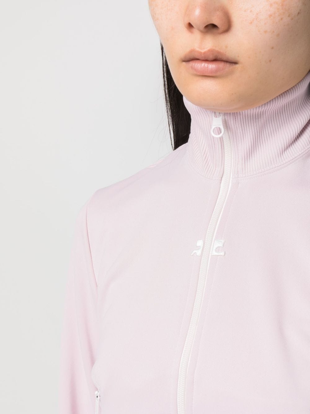 Shop Courrèges High-neck Zip-up Sweatshirt In Pink