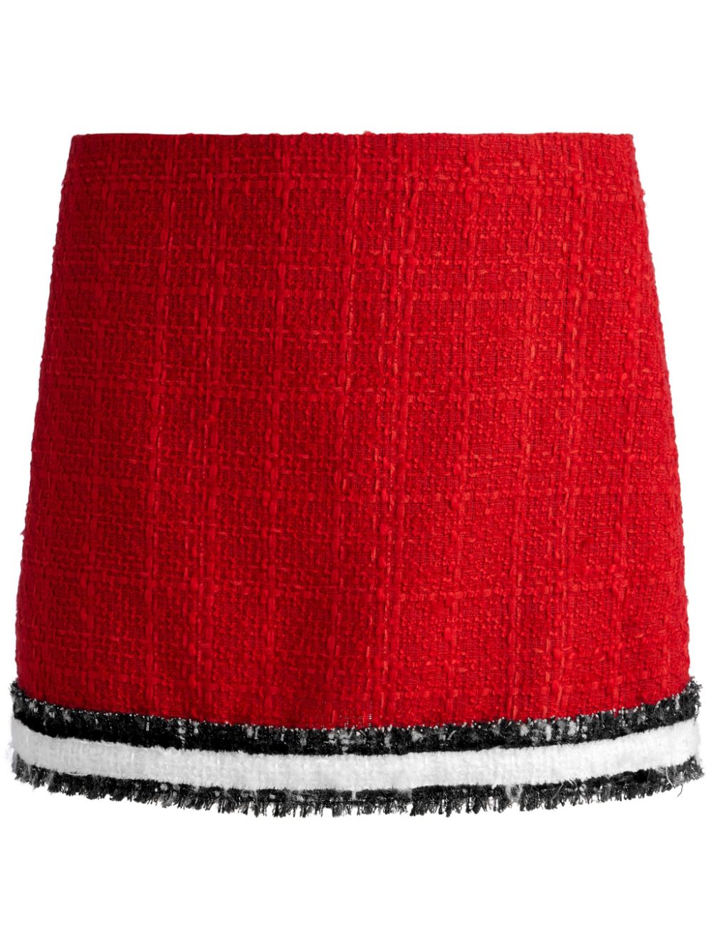 alice + olivia Rubi frayed tweed miniskirt - Red