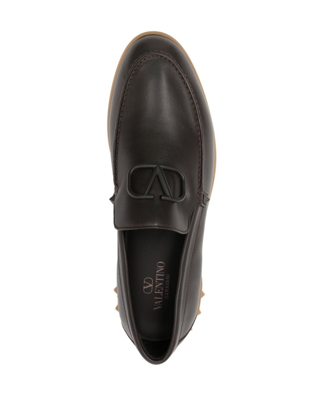 Shop Valentino Leisure Flows Leather Loafers In Brown