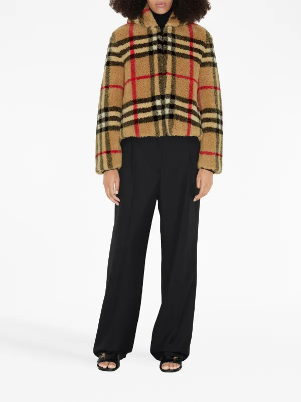 Burberry Check Fleece Hooded Jacket