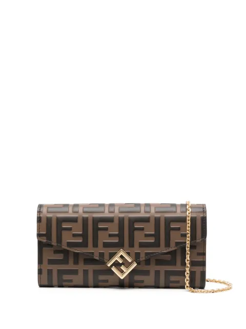 FENDI FF Diamonds leather chain wallet