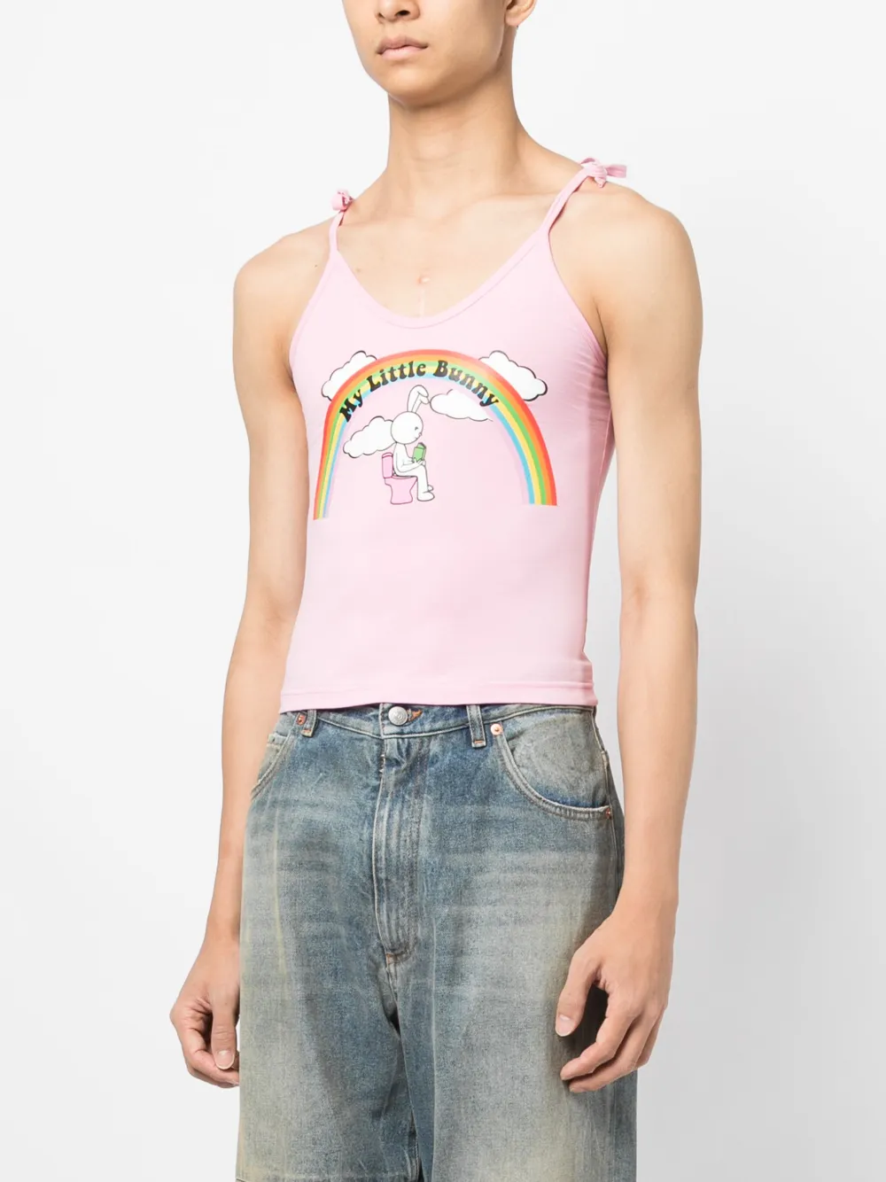 Natasha Zinko My Little Bunny Cotton Tank Top In Pink