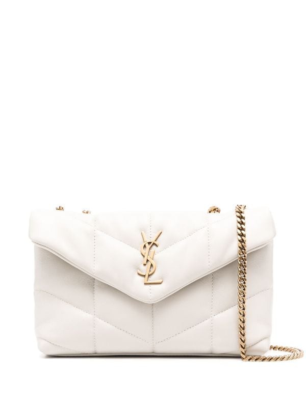 Saint Laurent White Quilted Leather Mini Puffer Toy Flap Bag For