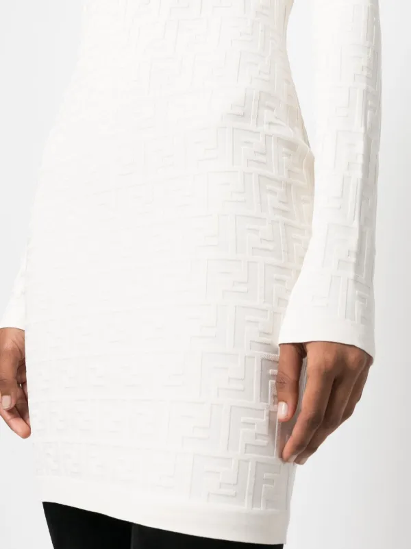 FENDI FF pattern long sleeve Minidress Neutrals FARFETCH IE