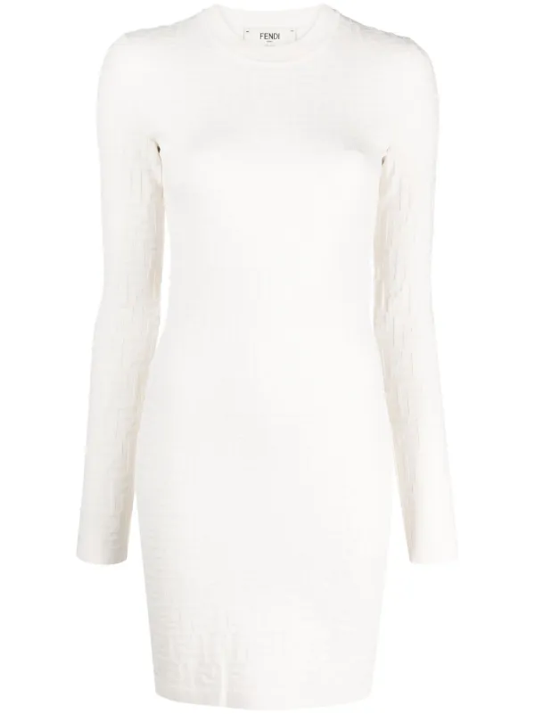 FENDI FF pattern long sleeve Minidress Neutrals FARFETCH IE