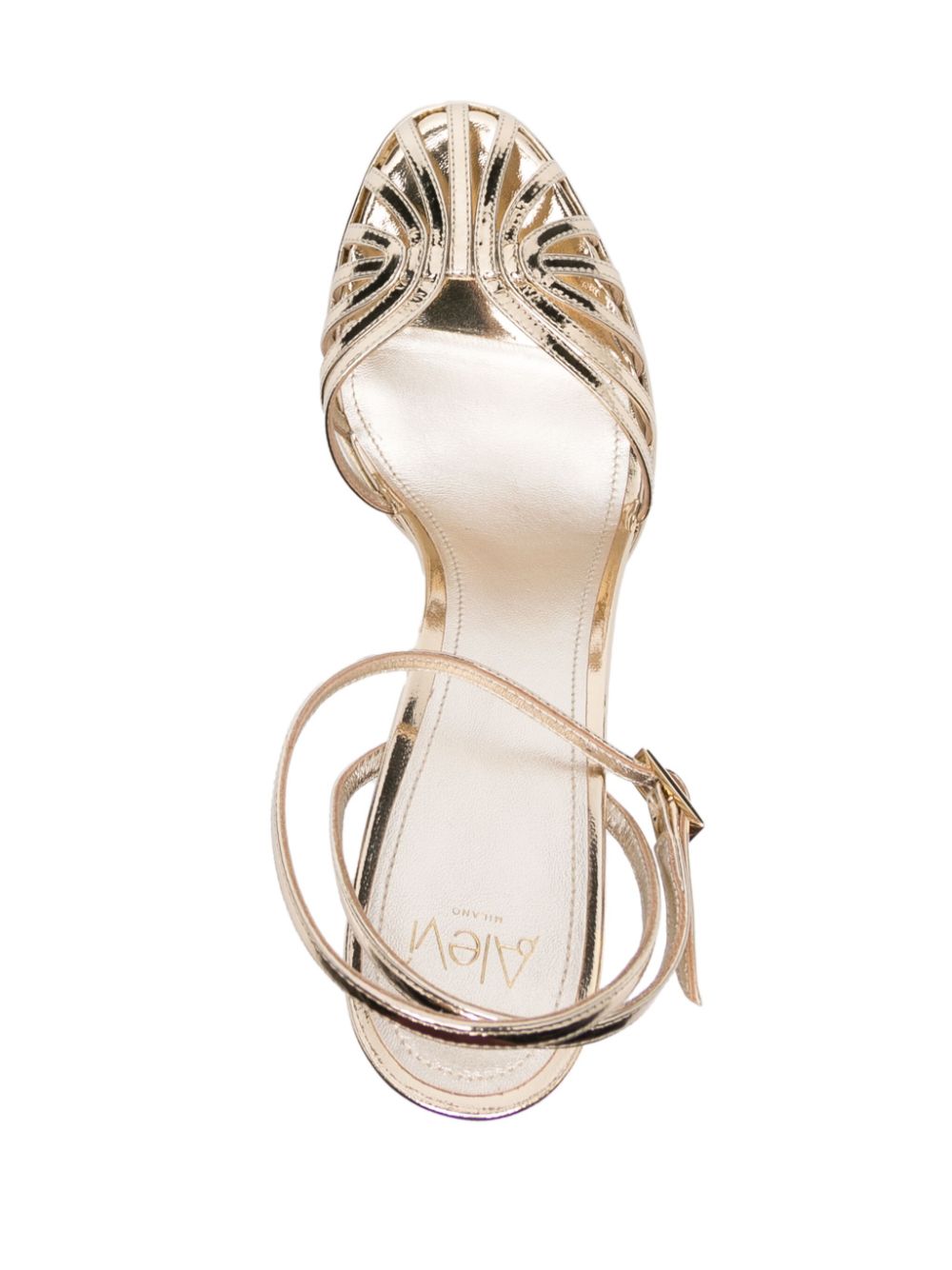 Shop Alevì Clio 130mm Caged Sandals In Gold