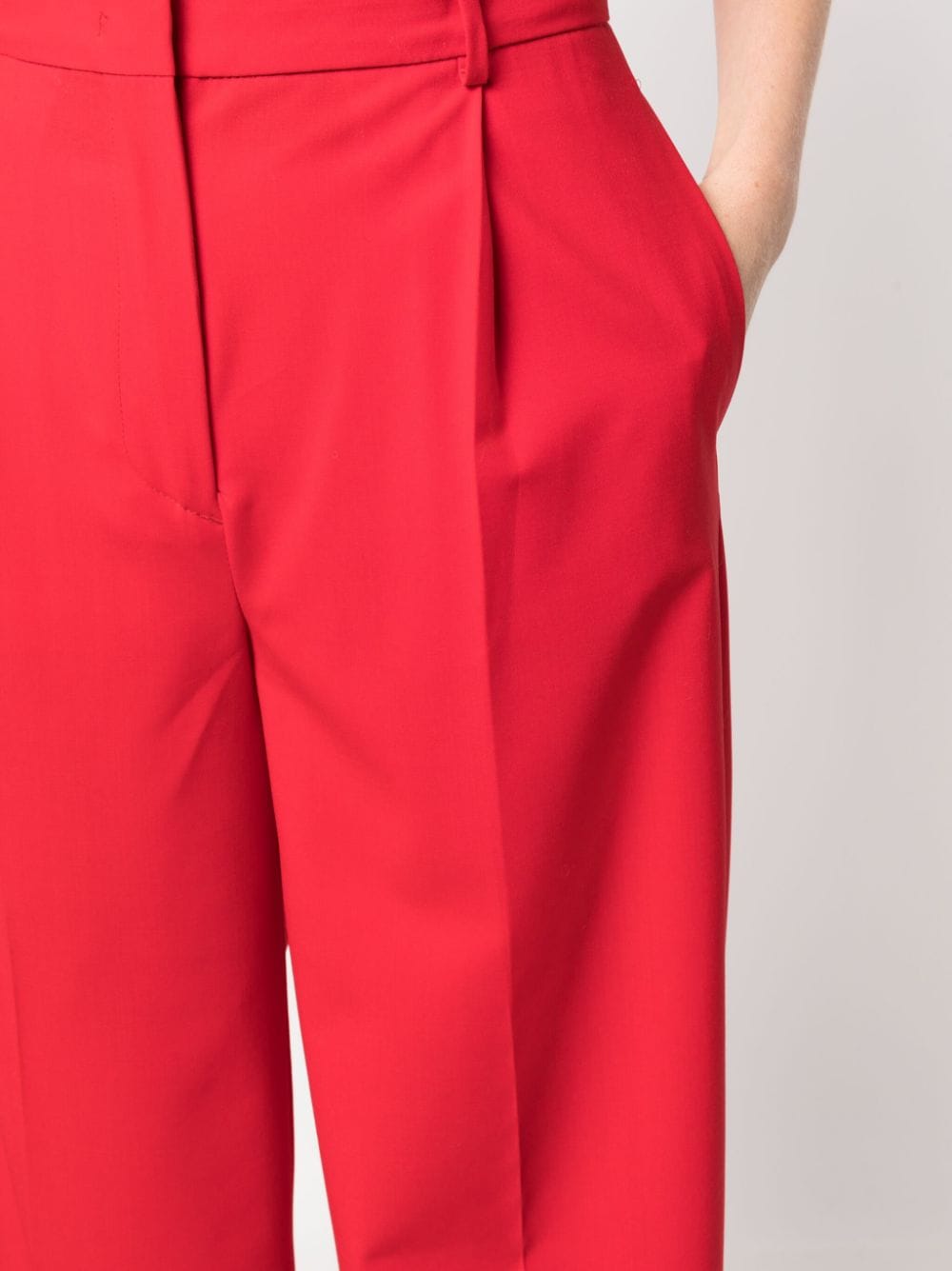 Shop Msgm Pressed-crease Palazzo Pants In Red